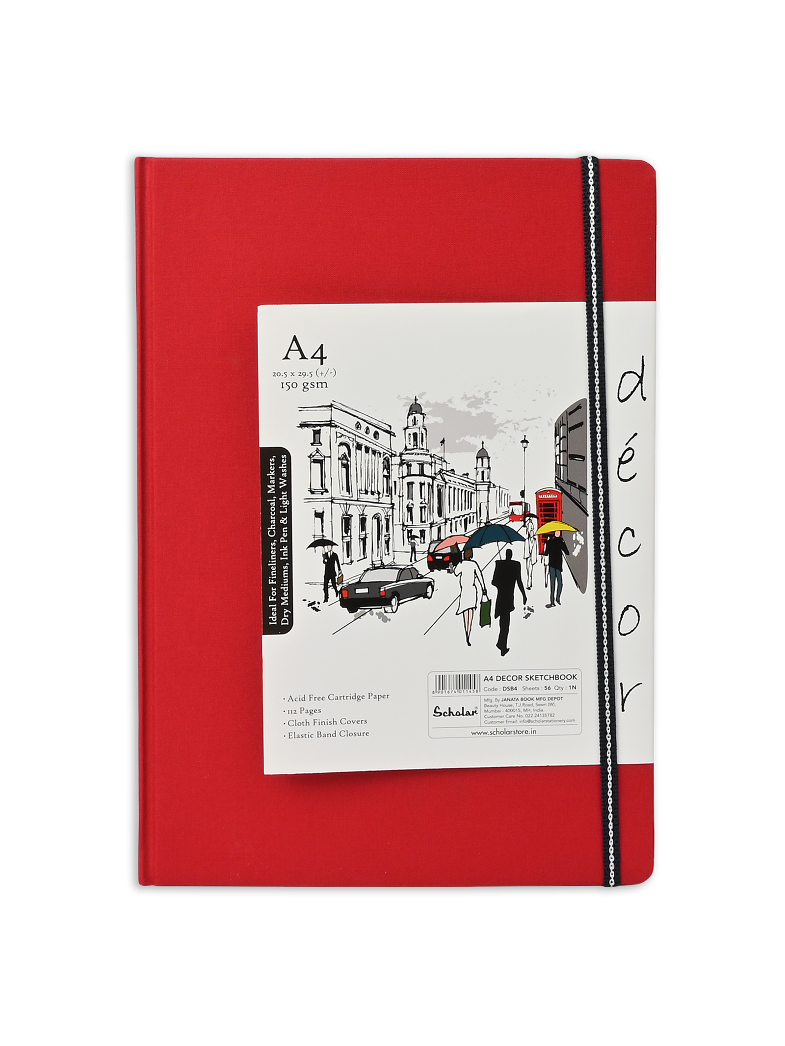 (150 Gsm Decor Sketch Book (56 Sheets) (DSB) - Red