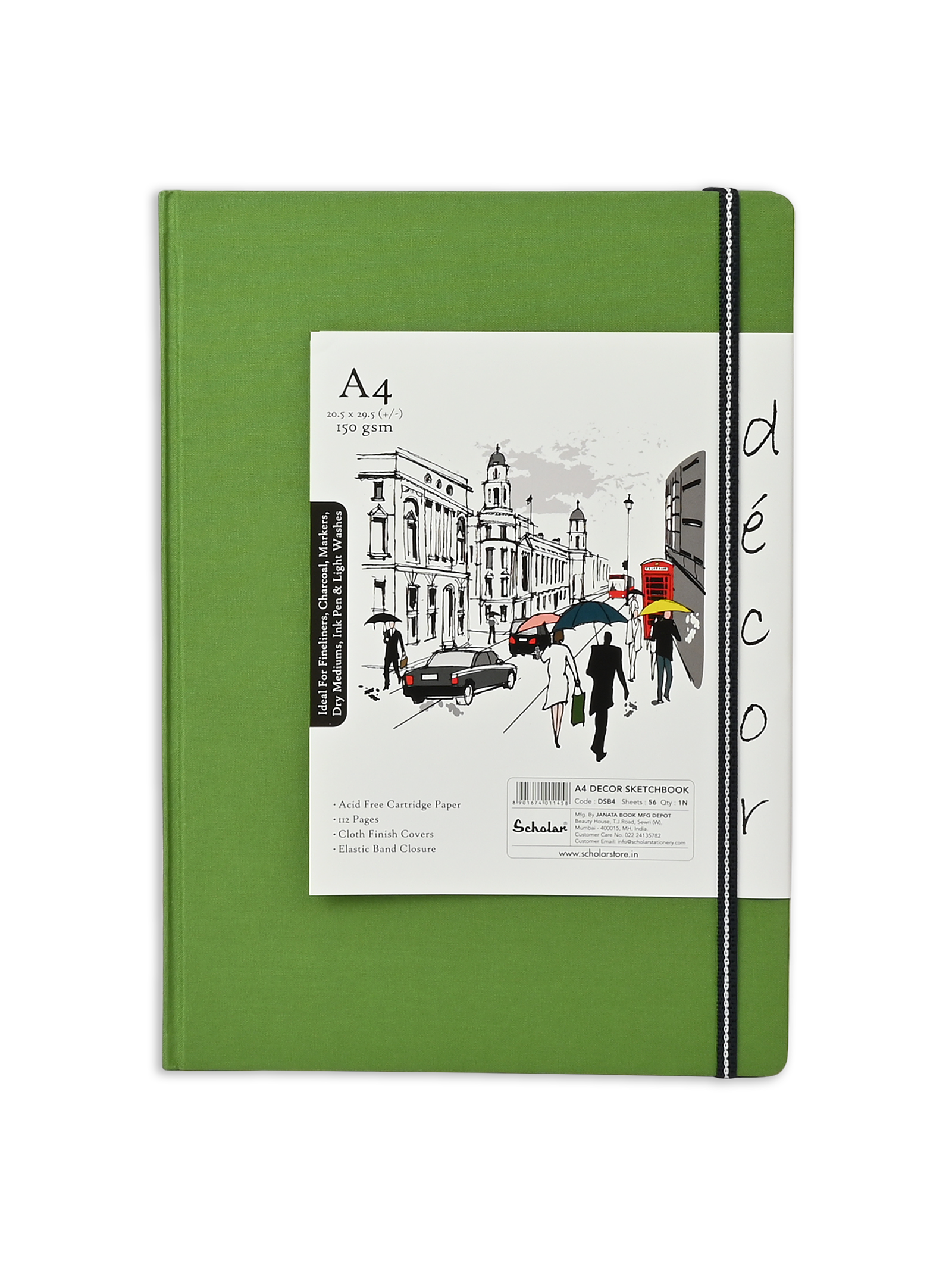 (150 Gsm Decor Sketch Book (56 Sheets) (DSB) - Green