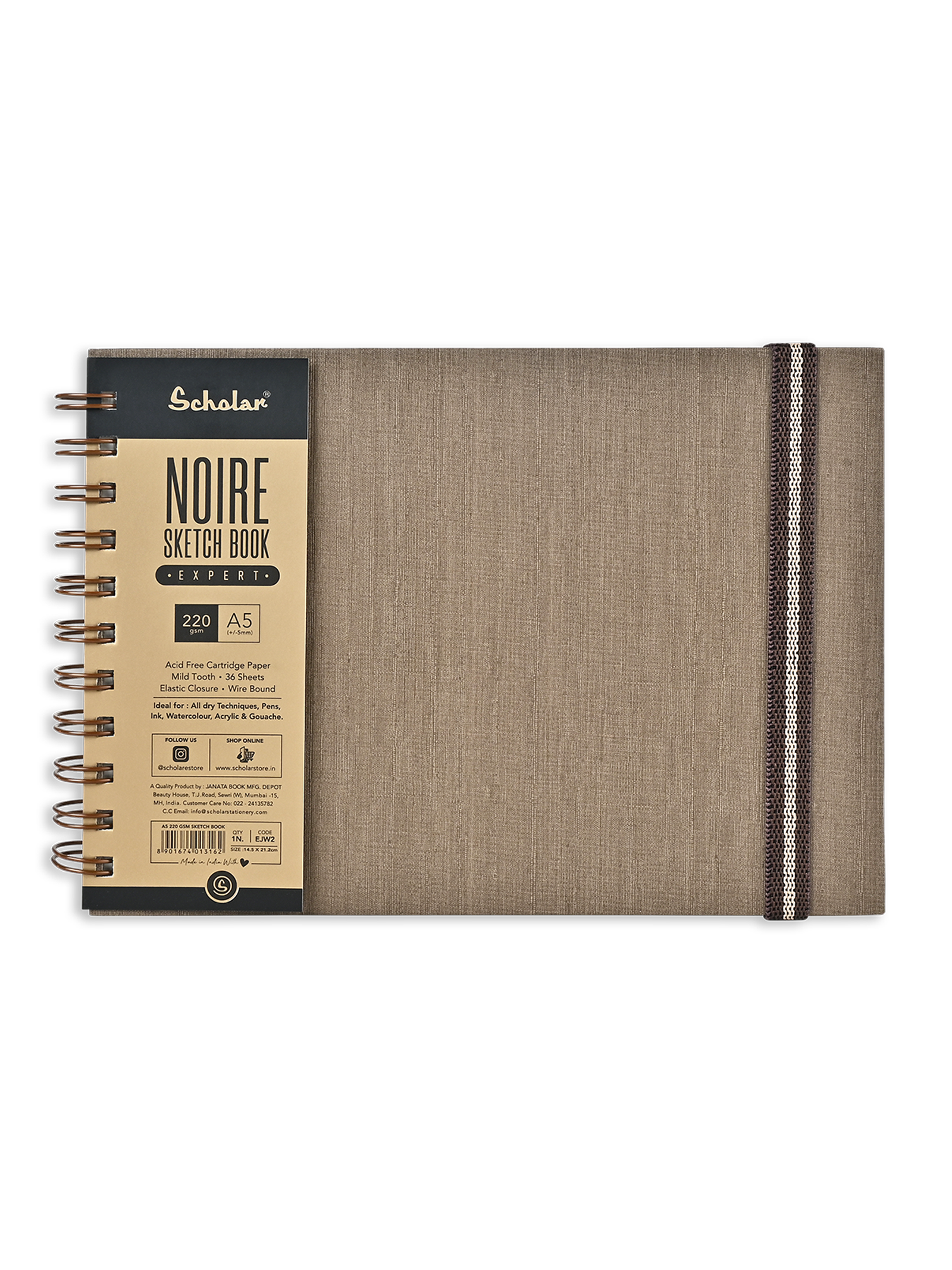 220 Gsm Noire Sketchbook - Expert (36 Sheets) (EJW)