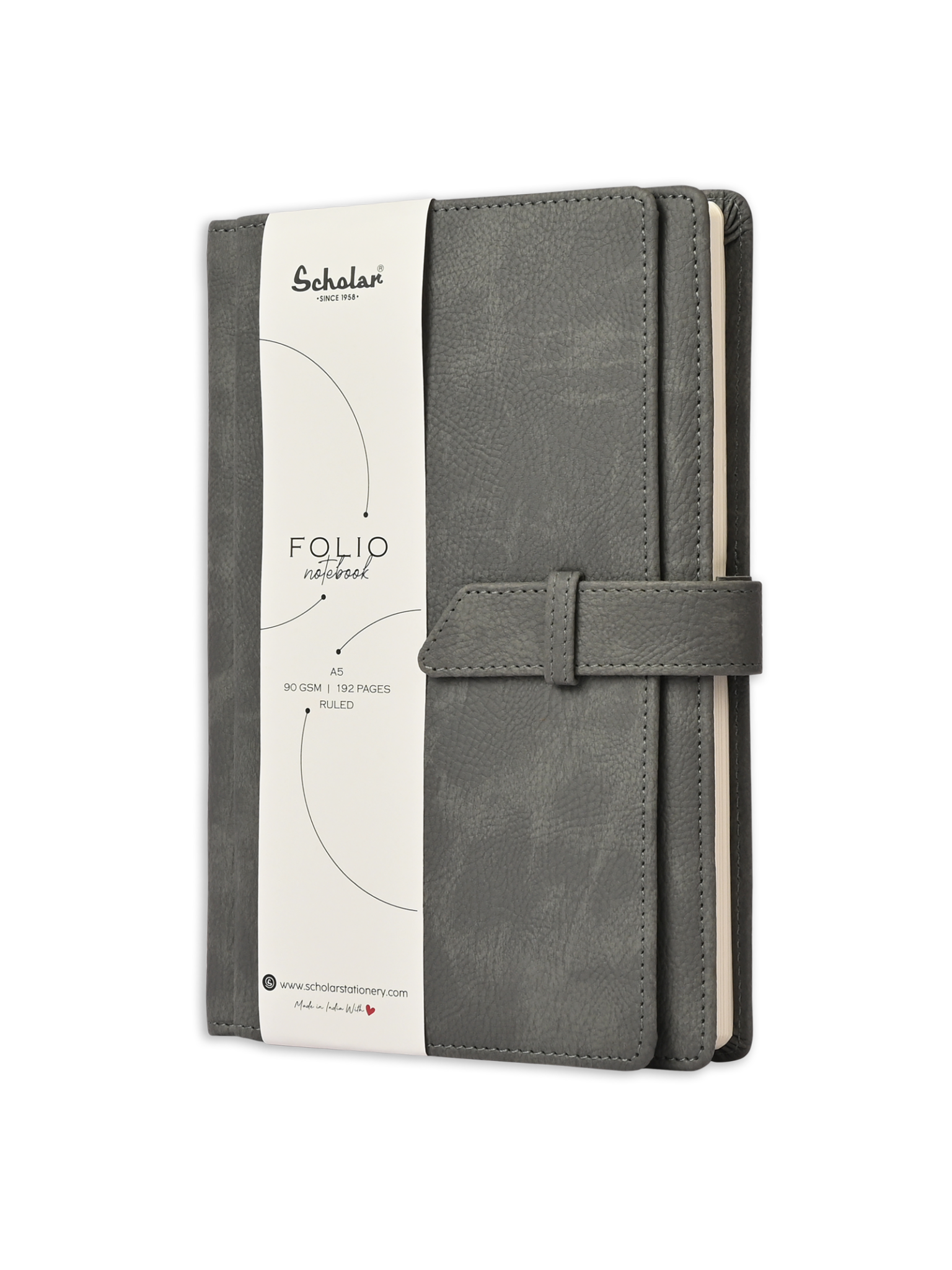 Scholar Notebook - Folio (192 Pages) (FLO) - Grey