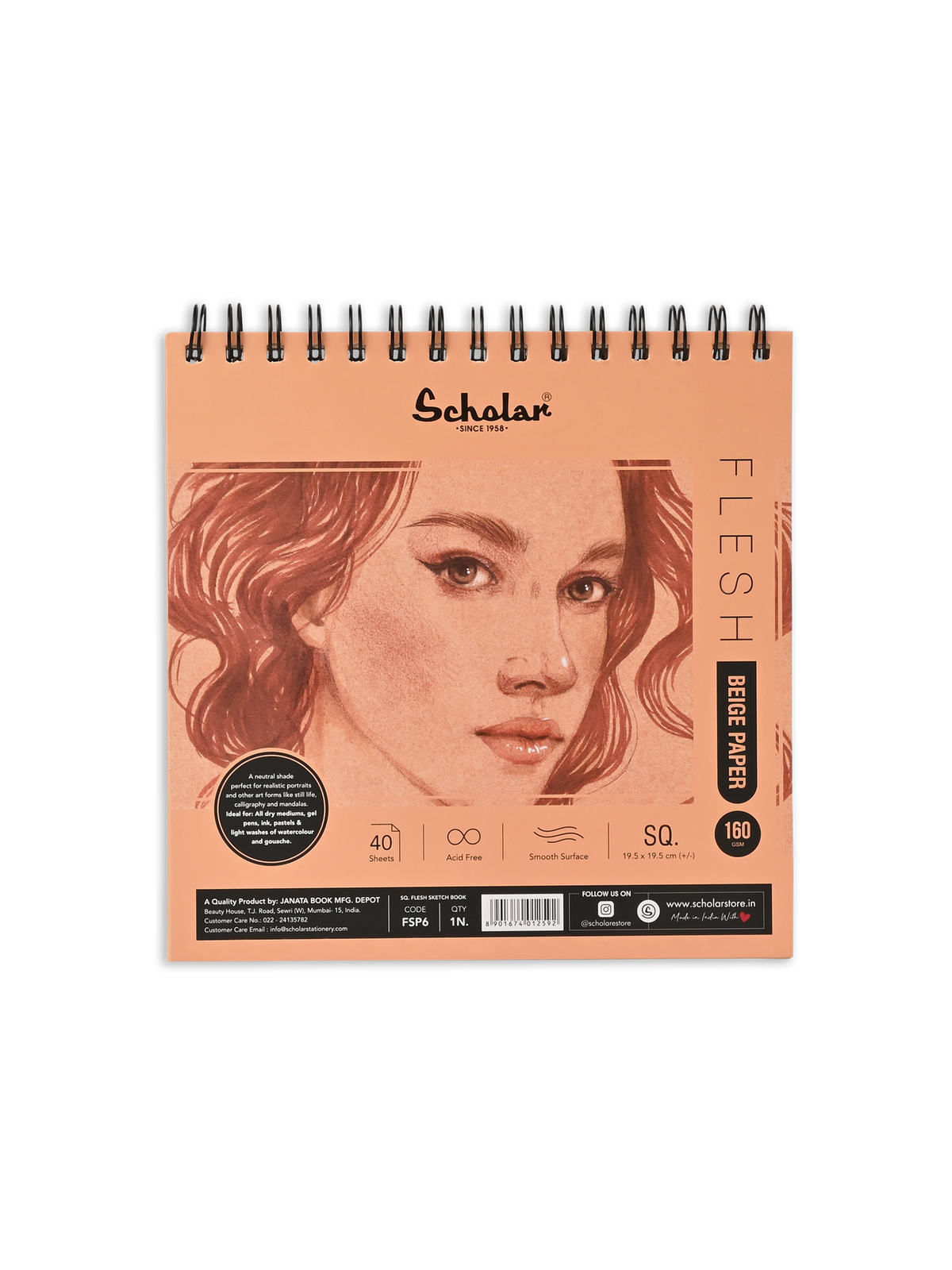 160 Gsm Beige Paper Flesh Sketch Pad (40 Sheets) (FSP)