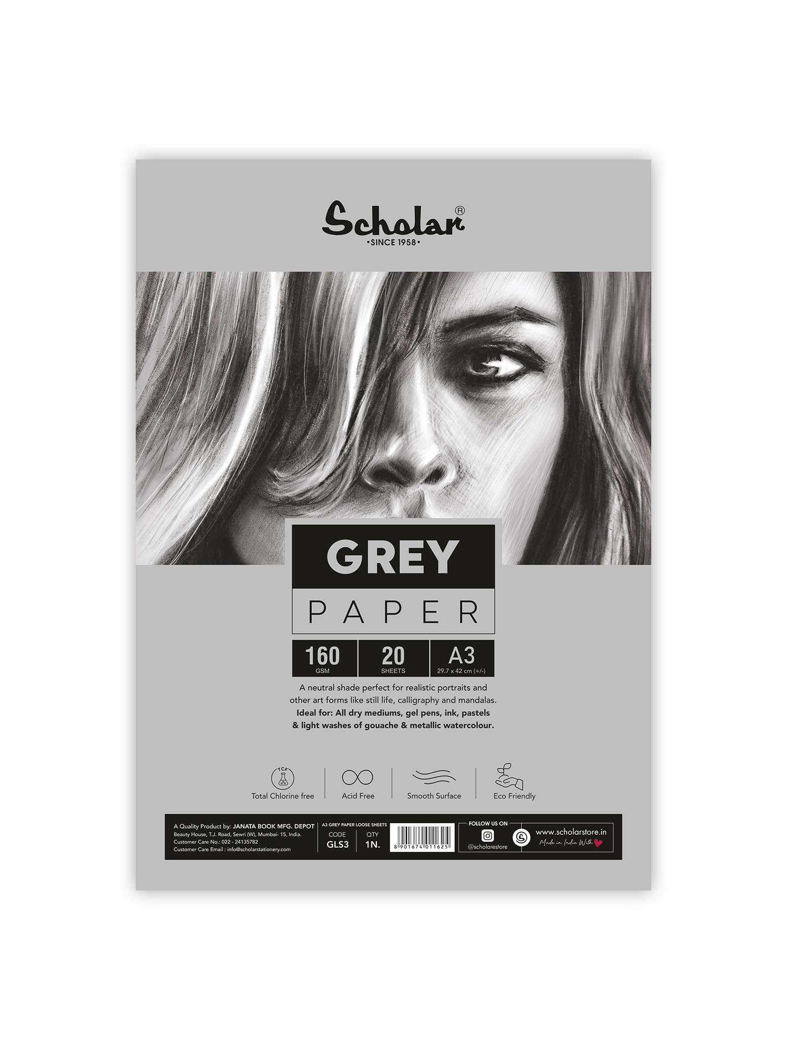 160 Gsm Grey Toned Paper - Loose Sheets (GLS)