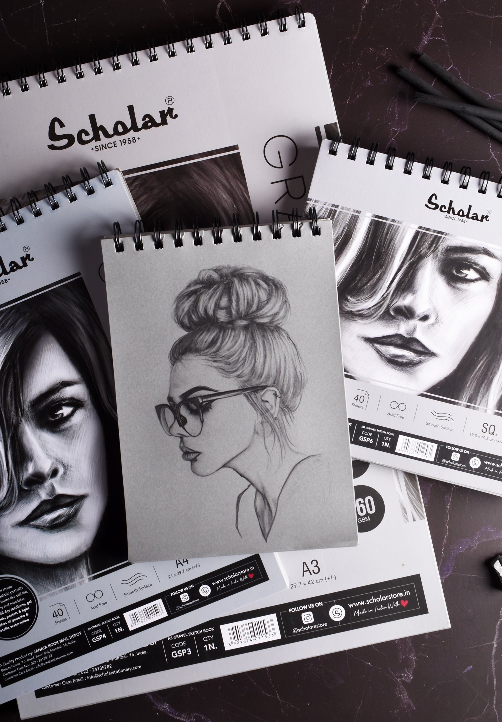 160 Gsm Grey Paper Gravel Sketch Pad (40 Sheets) (GSP)