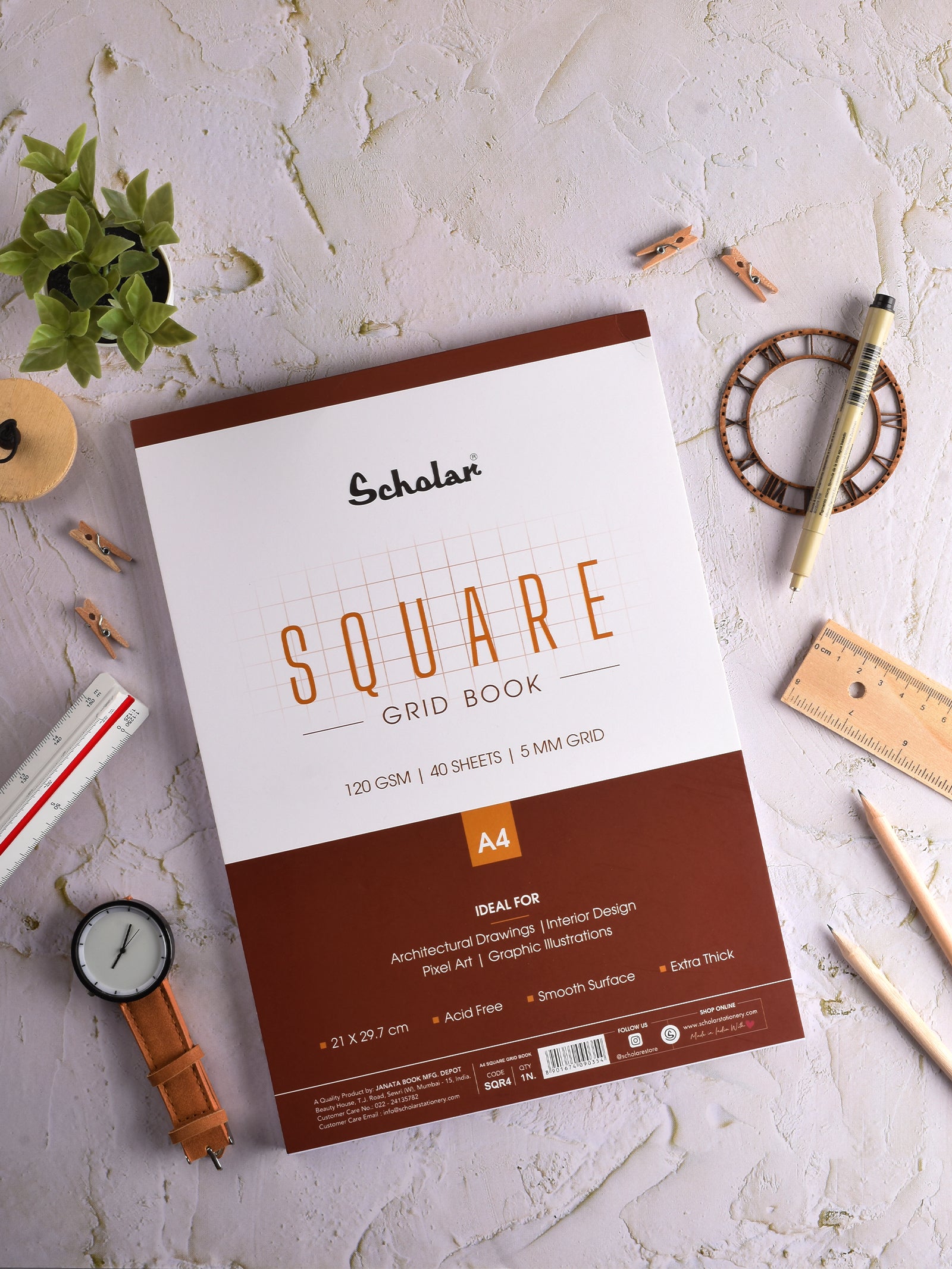 120 Gsm Premium Square - Grid Book (40 Sheets) (SQR)
