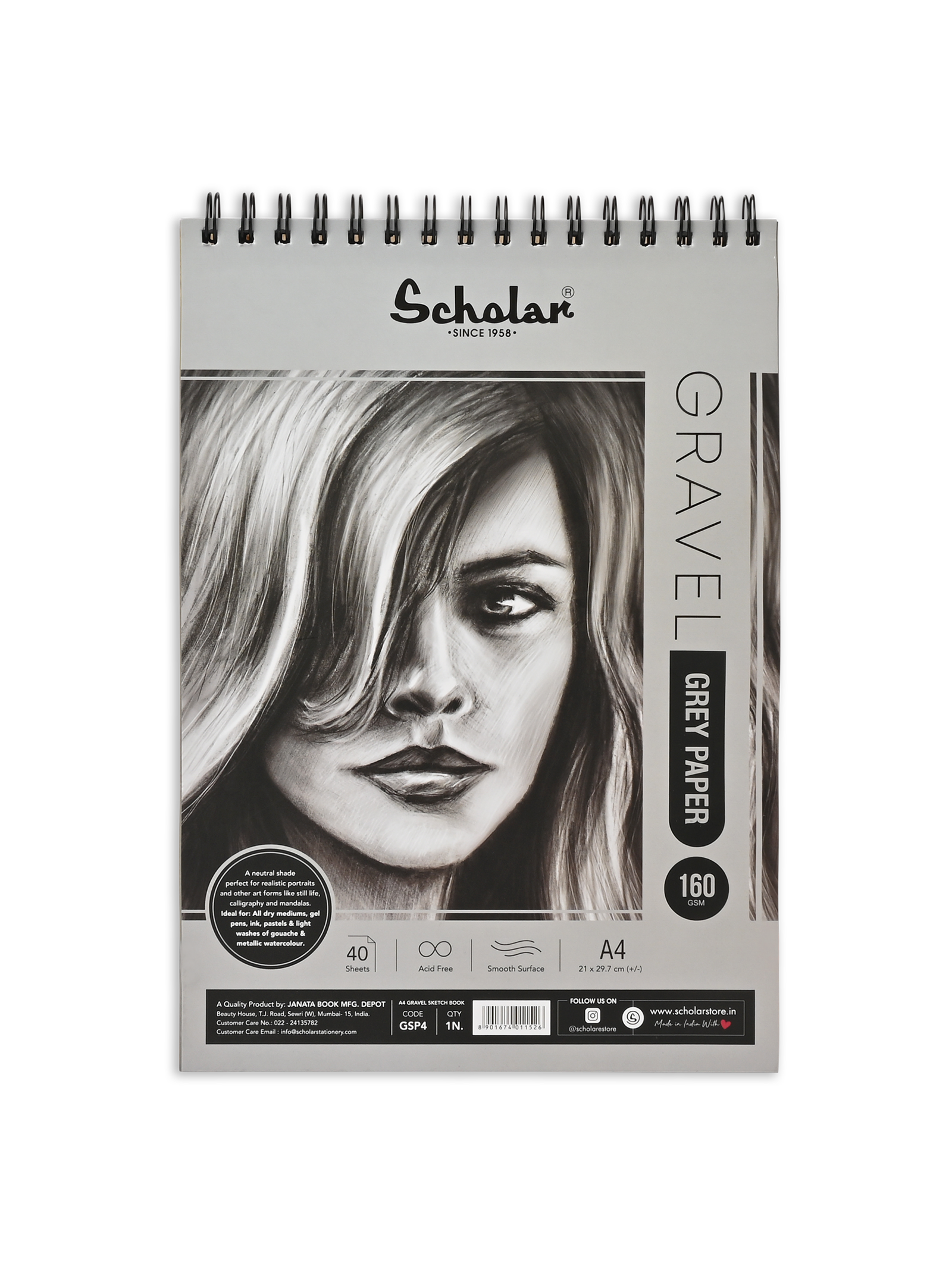 160 Gsm Grey Paper Gravel Sketch Pad (40 Sheets) (GSP)