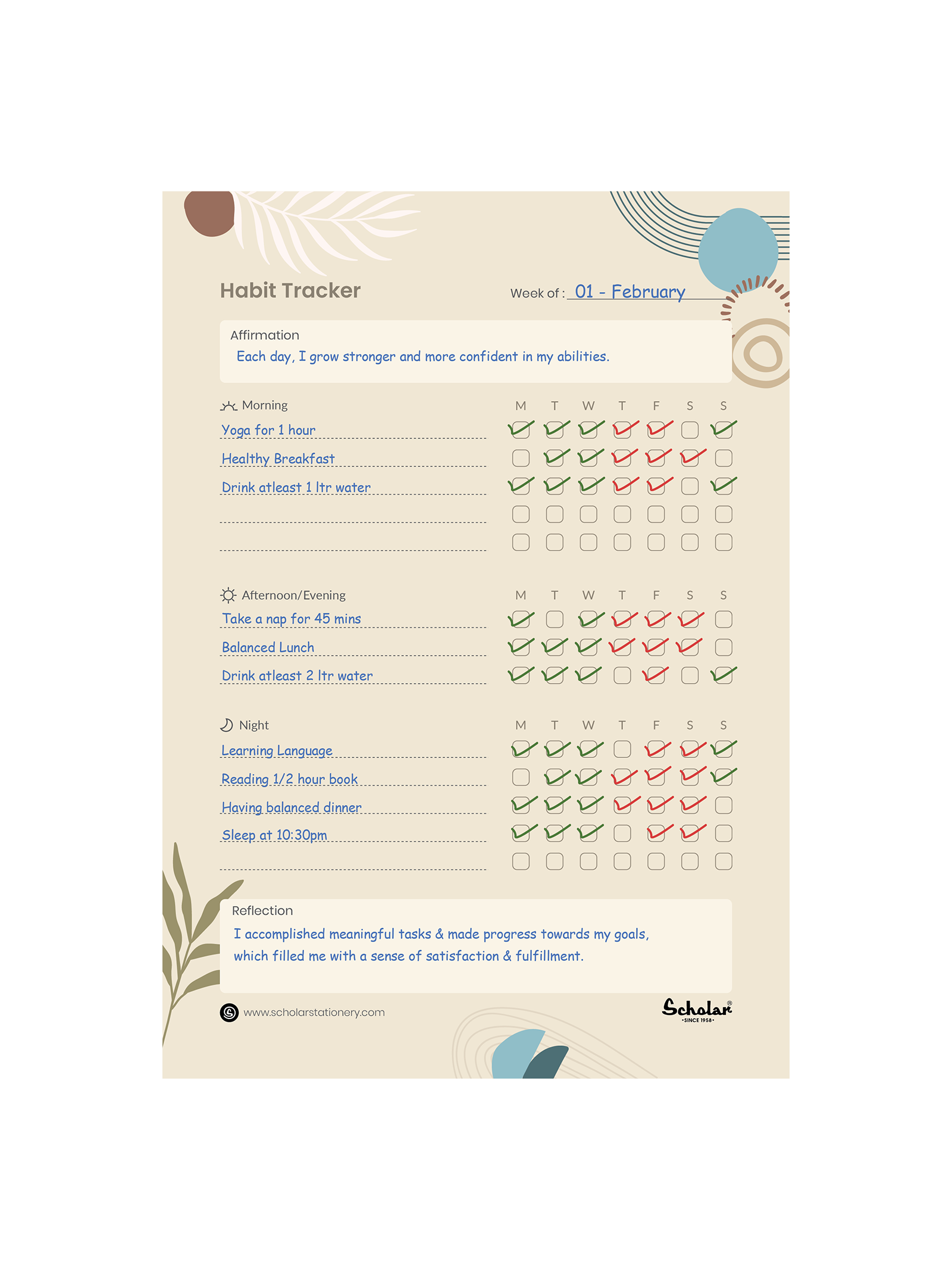 Habit Tracker - Weekly (HTW)