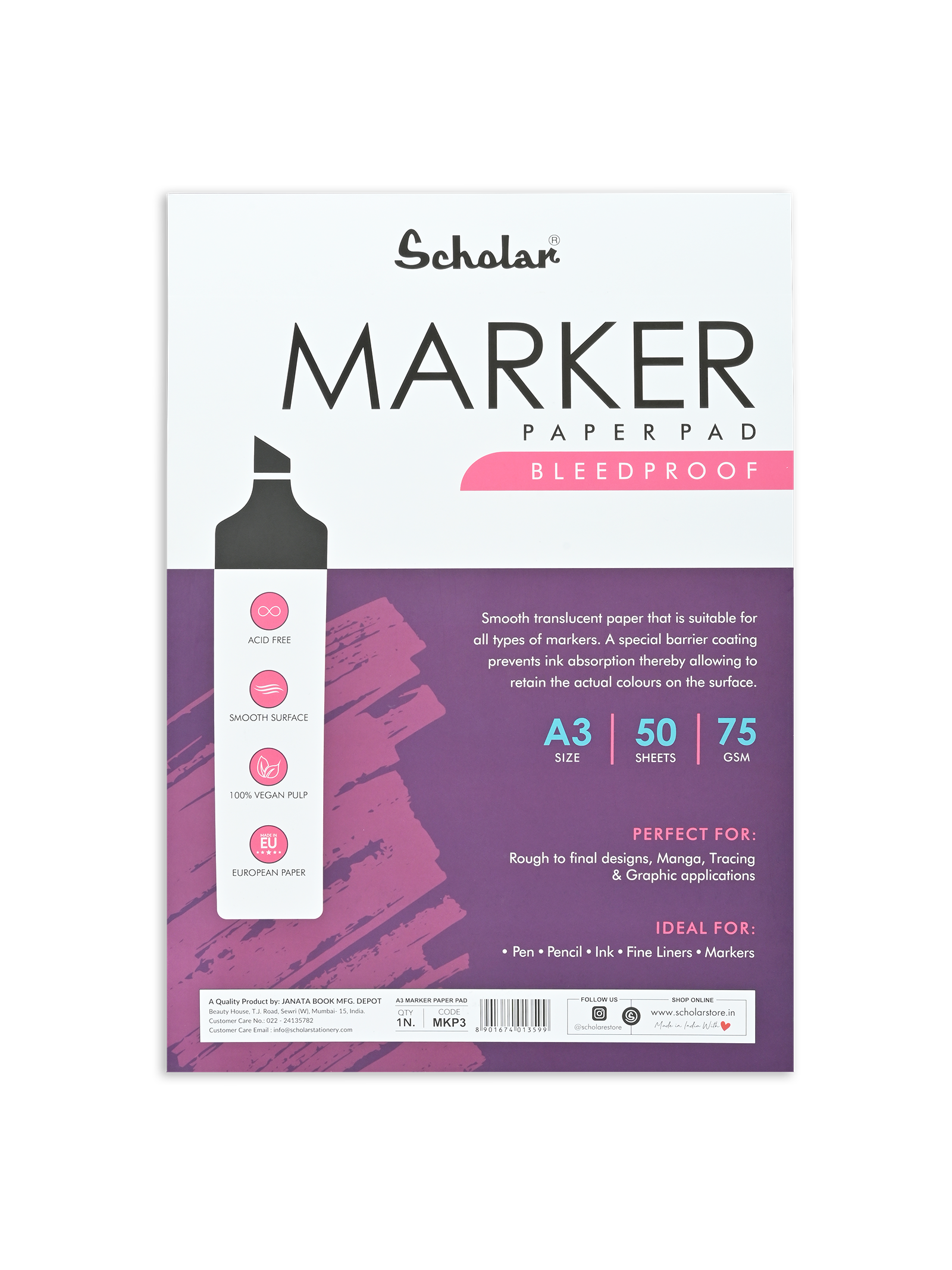 75 Gsm Marker Paper Pad - Glue Bound (50 Sheets) (MKP)