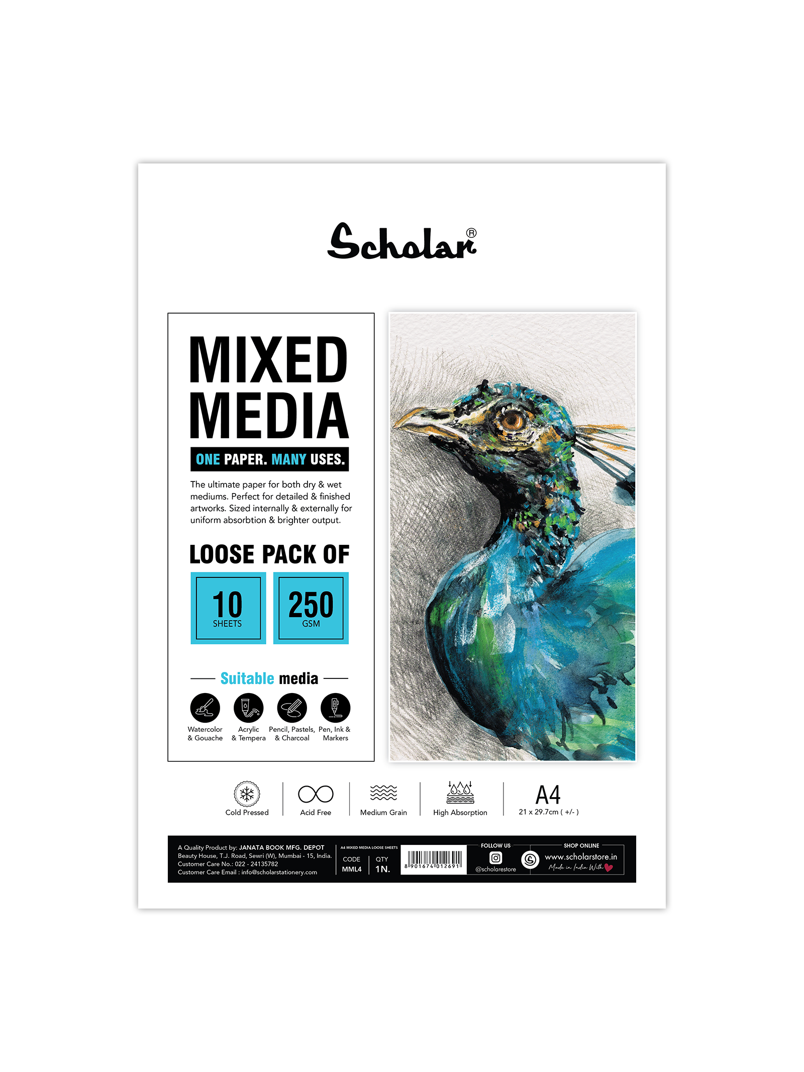 250 Gsm Mixed Media Paper - Loose Sheets (MML)