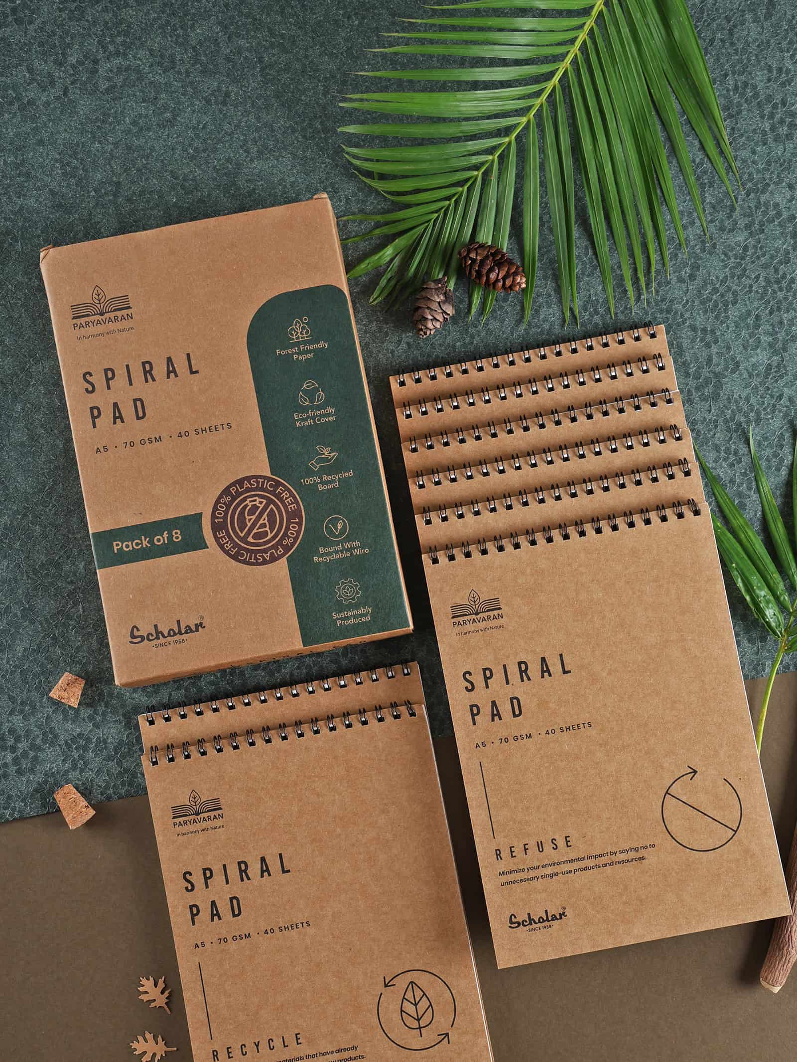 A5 Paryavaran Spiral Pad (40 Sheets) (PRW2) (Pack of 8)