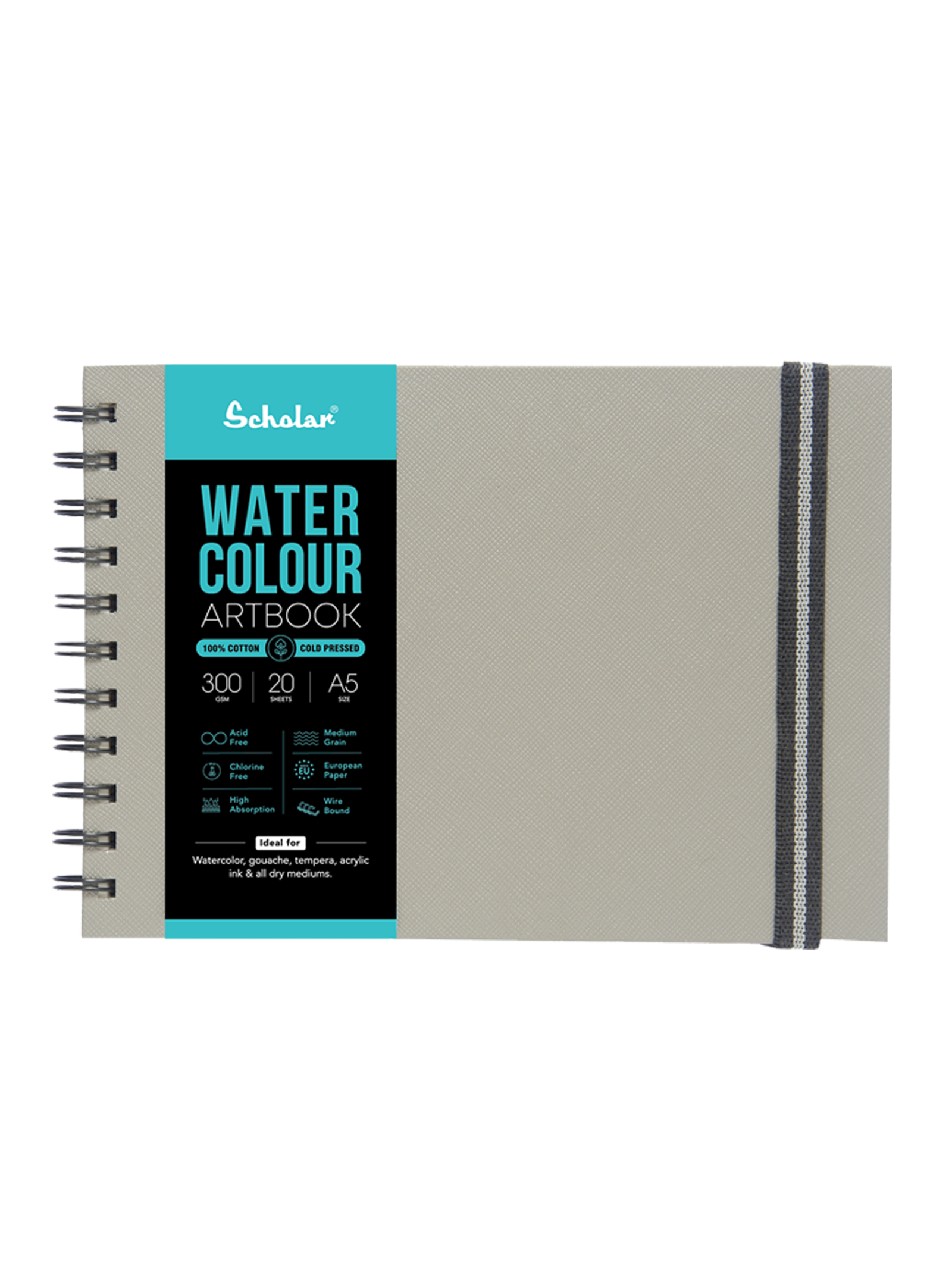 Scholar 300 Gsm Watercolour Paper Artbook -100% Cotton (20 Sheets) (PCJ)