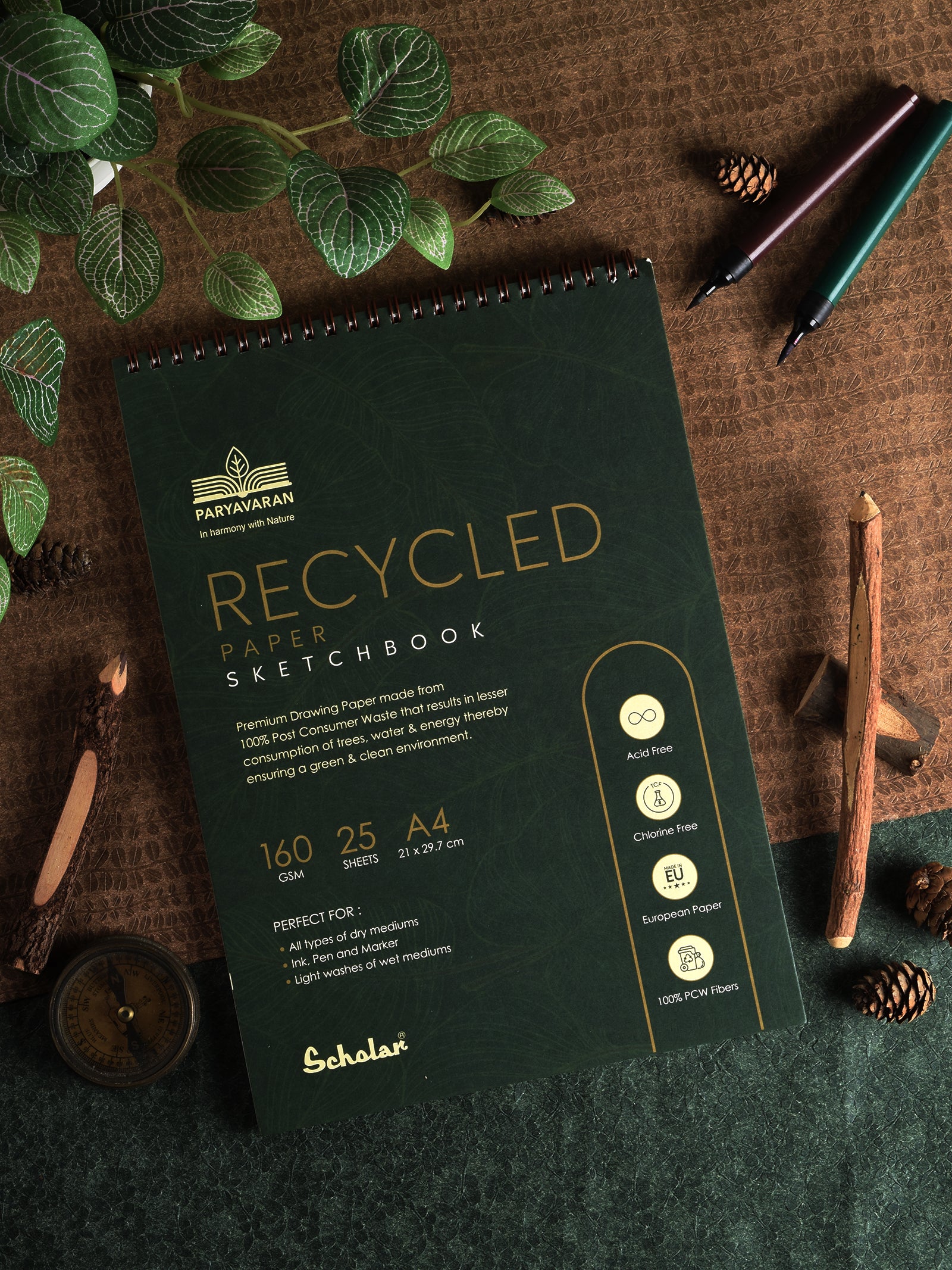 160 Gsm 100% Recycled Sketch Book (25 Sheets) (RCY)
