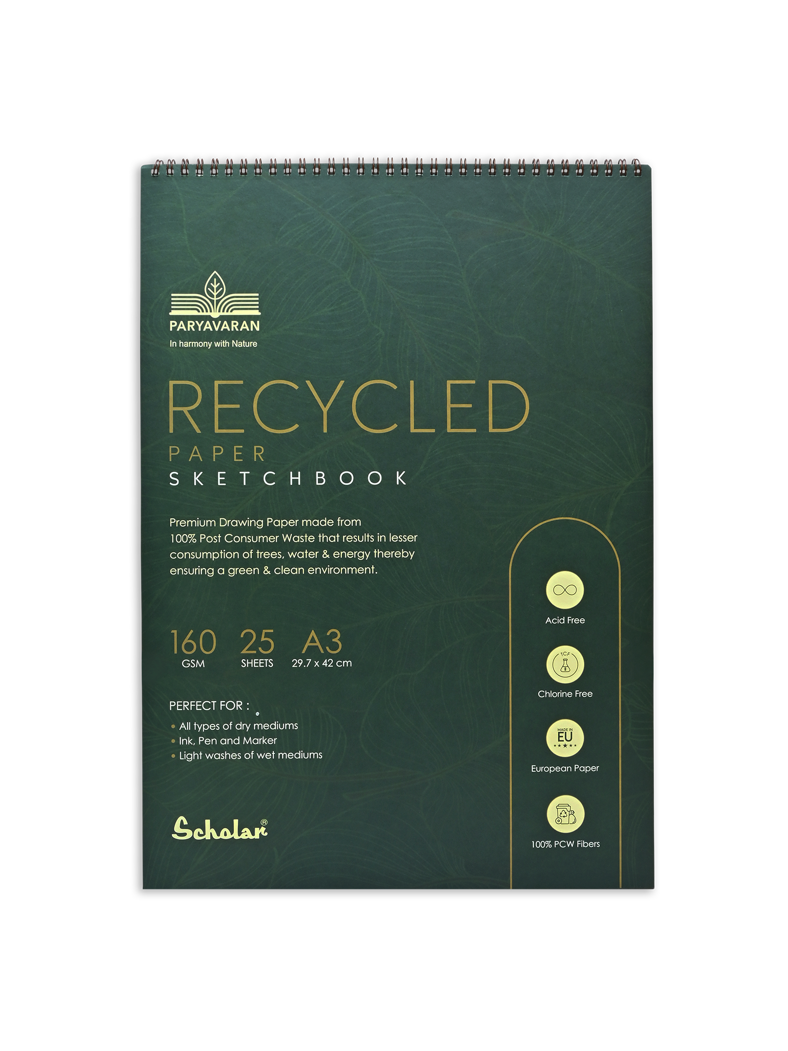 160 Gsm 100% Recycled Sketch Book (25 Sheets) (RCY)