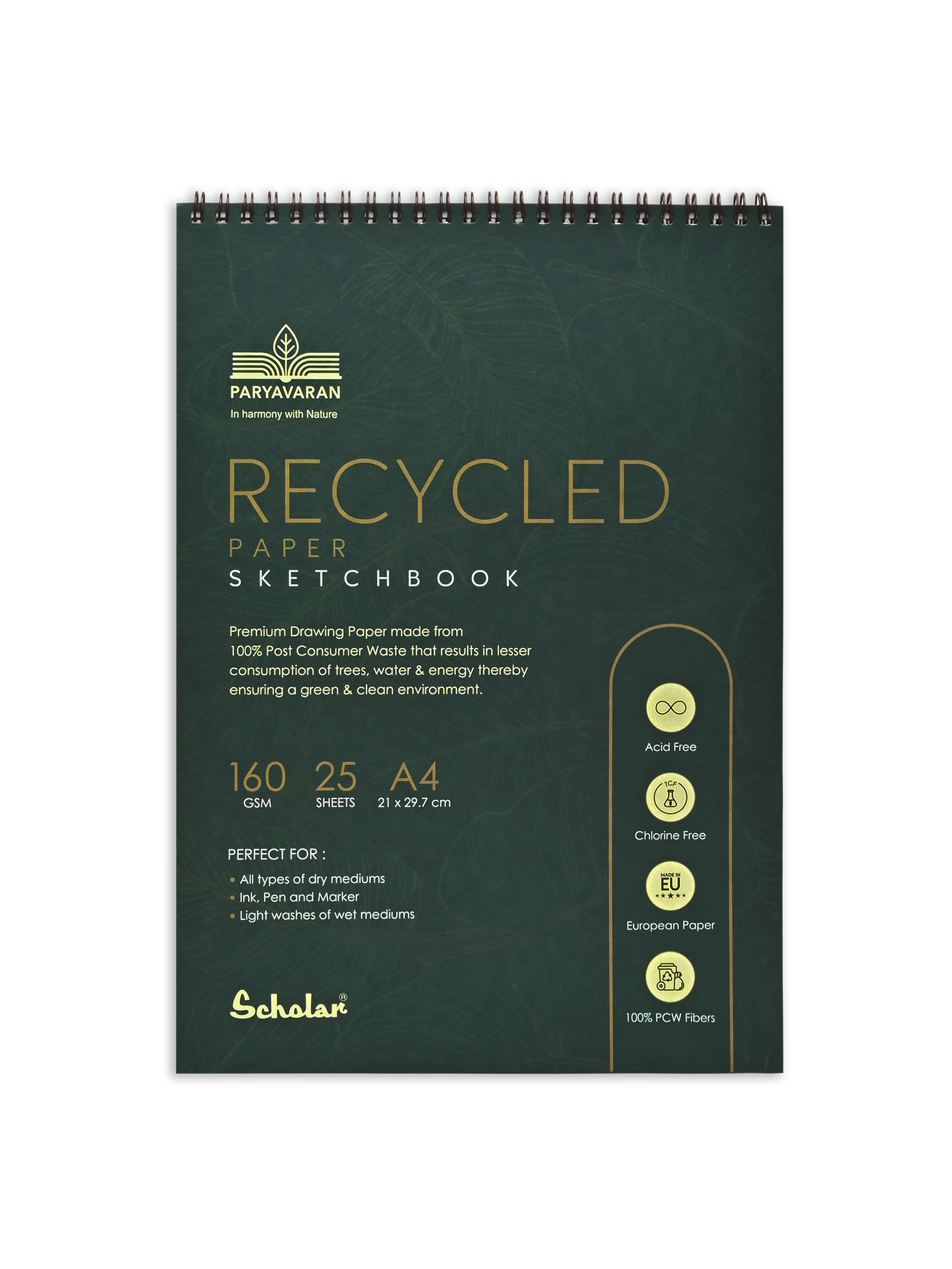 160 Gsm 100% Recycled Sketch Book (25 Sheets) (RCY)