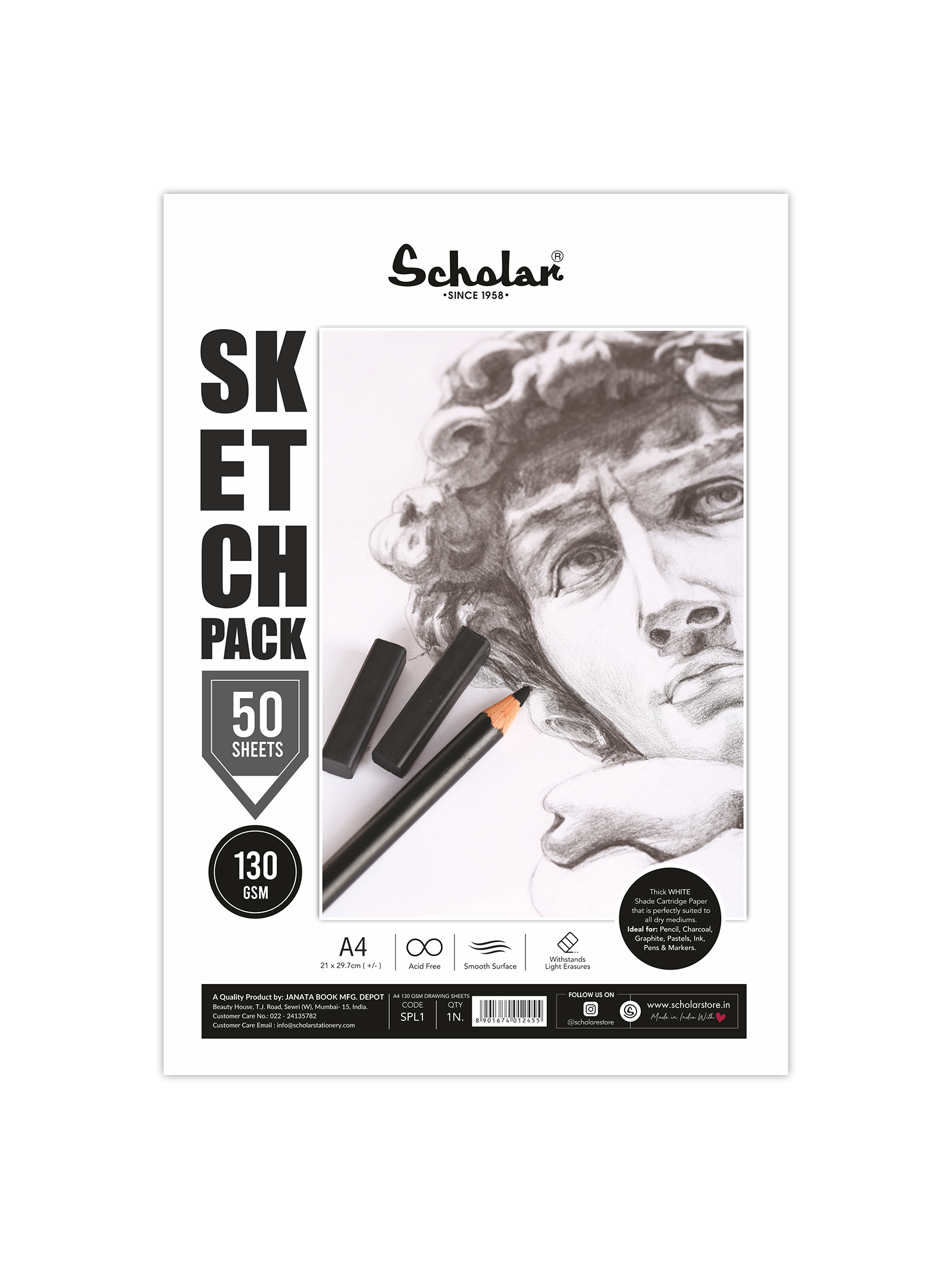 130 Gsm White Cartridge Paper - Loose Sheets (SPL)