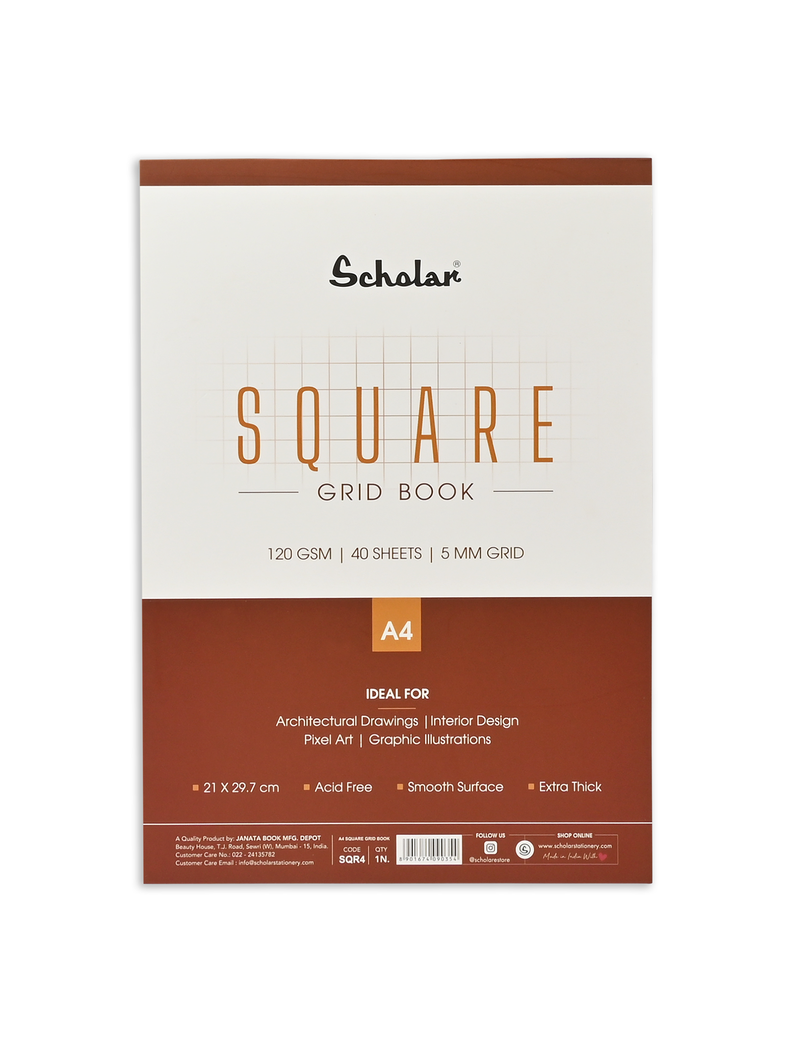 120 Gsm Premium Square - Grid Book (40 Sheets) (SQR)