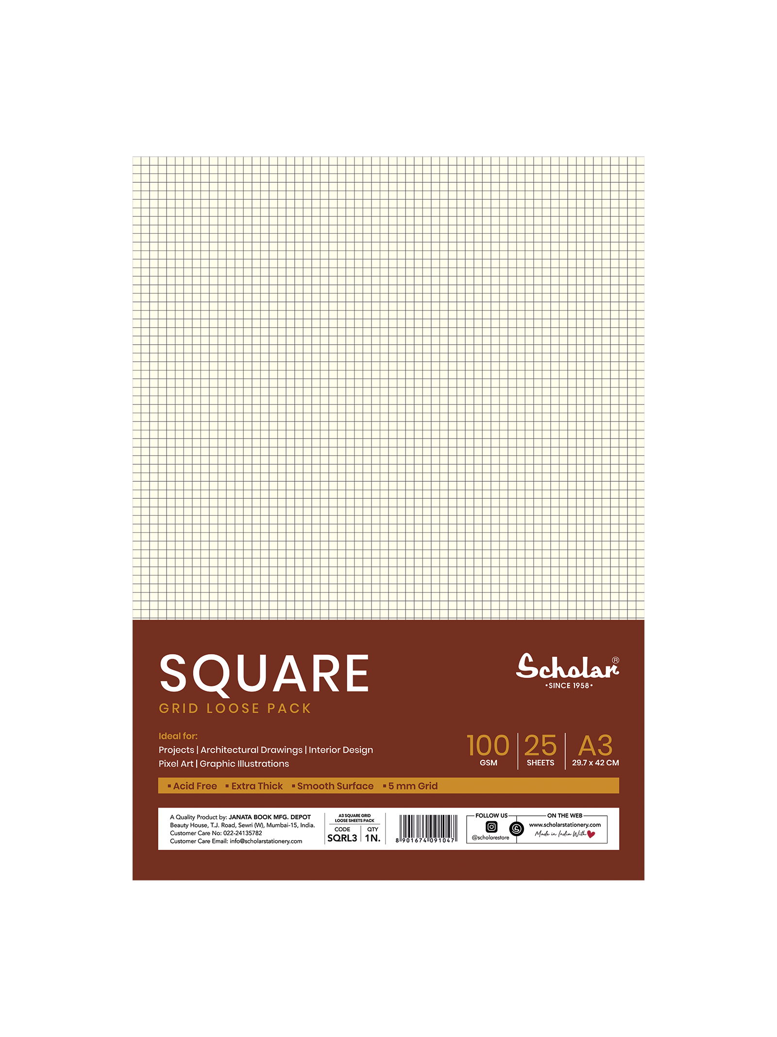 100 Gsm Premium Square - Loose Sheets (25 Sheets) (SQRL)