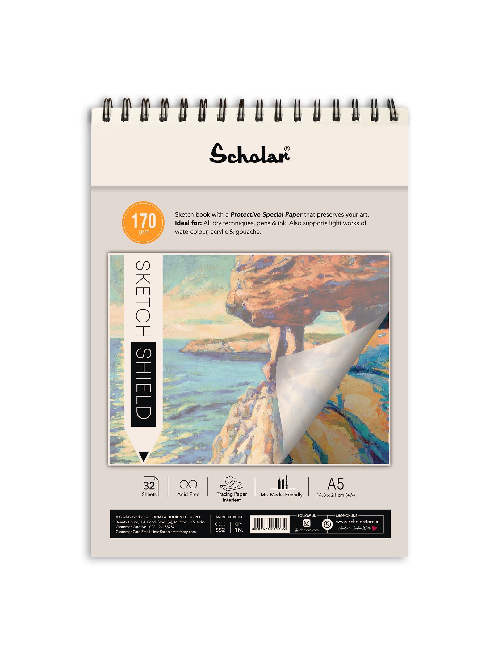 170 Gsm Sketch Shield (32 Sheets) (SS)