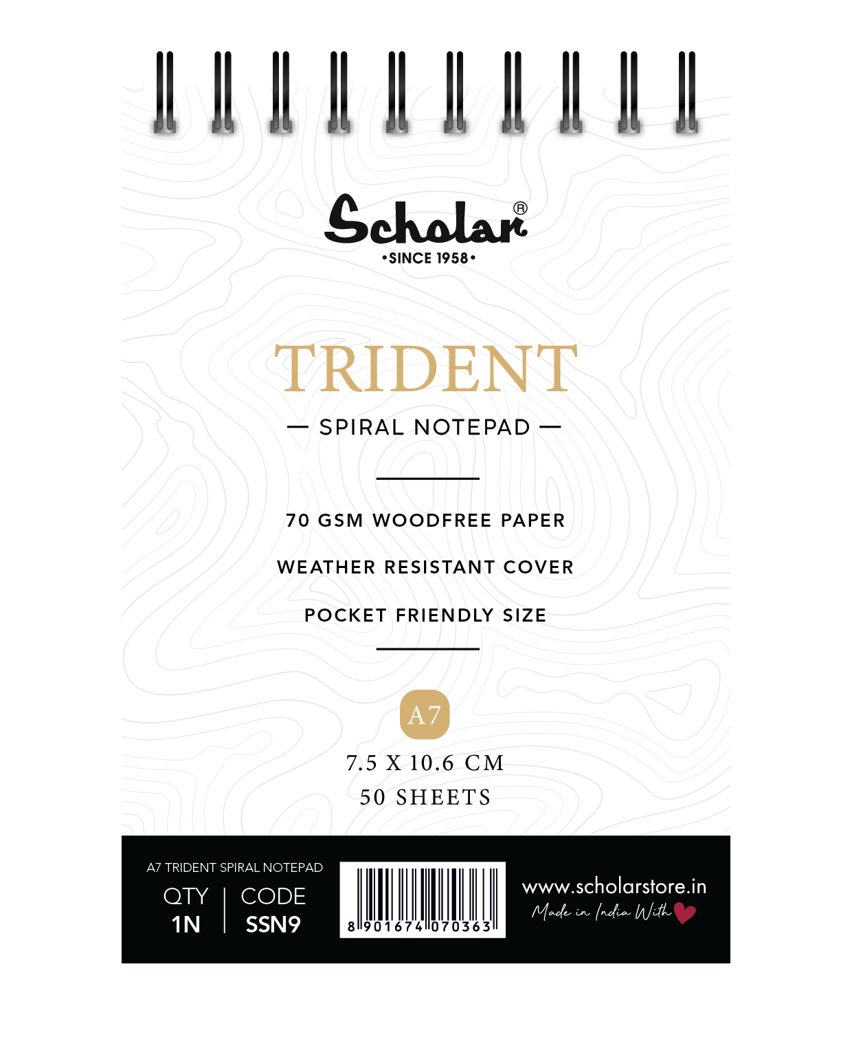 A7 Trident Spiral Notebook (Pack of 10)