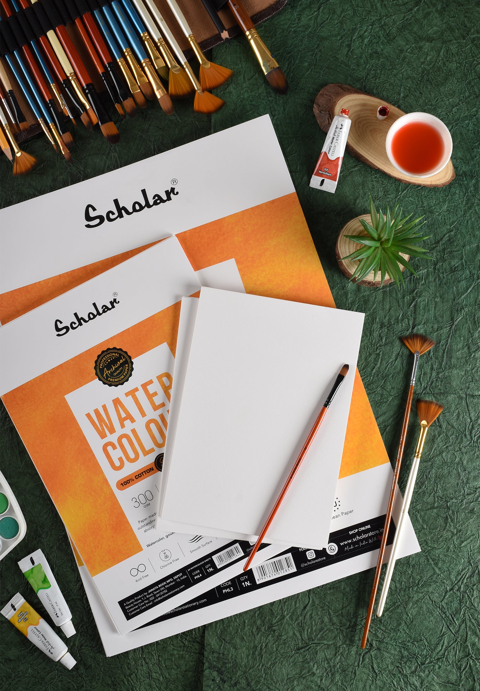 300 Gsm Watercolour Paper - 100% Cotton Loose Sheets (Hot Pressed) (PHL)