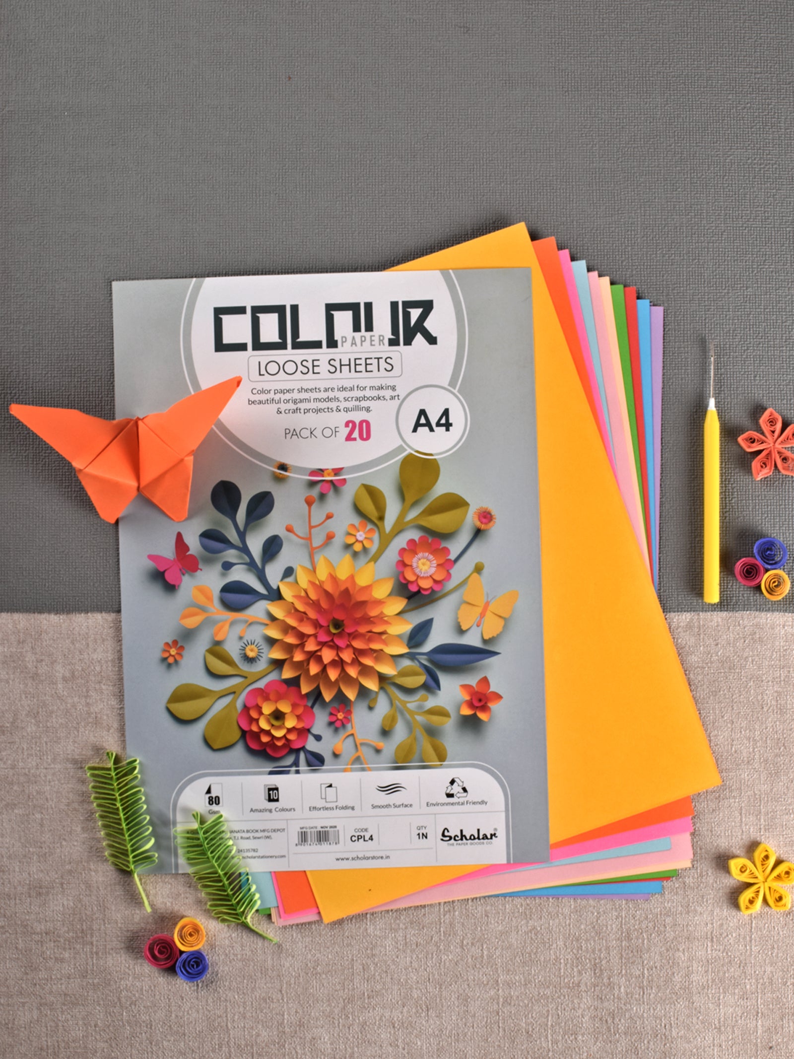 80 Gsm Colour Paper Loose Sheets - 10 Shades (CPL)