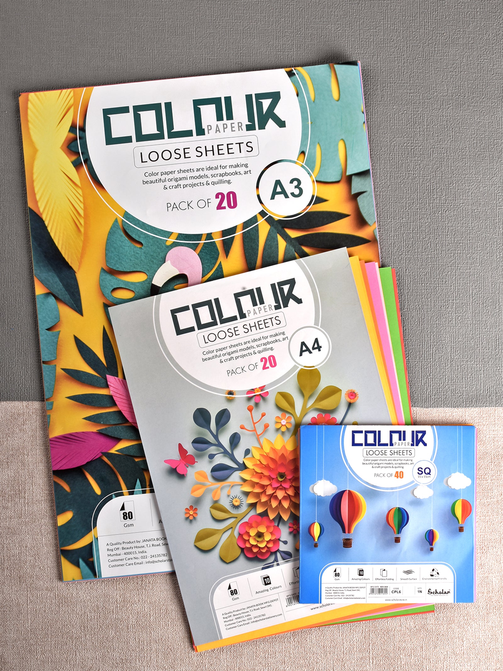 80 Gsm Colour Paper Loose Sheets - 10 Shades (CPL)
