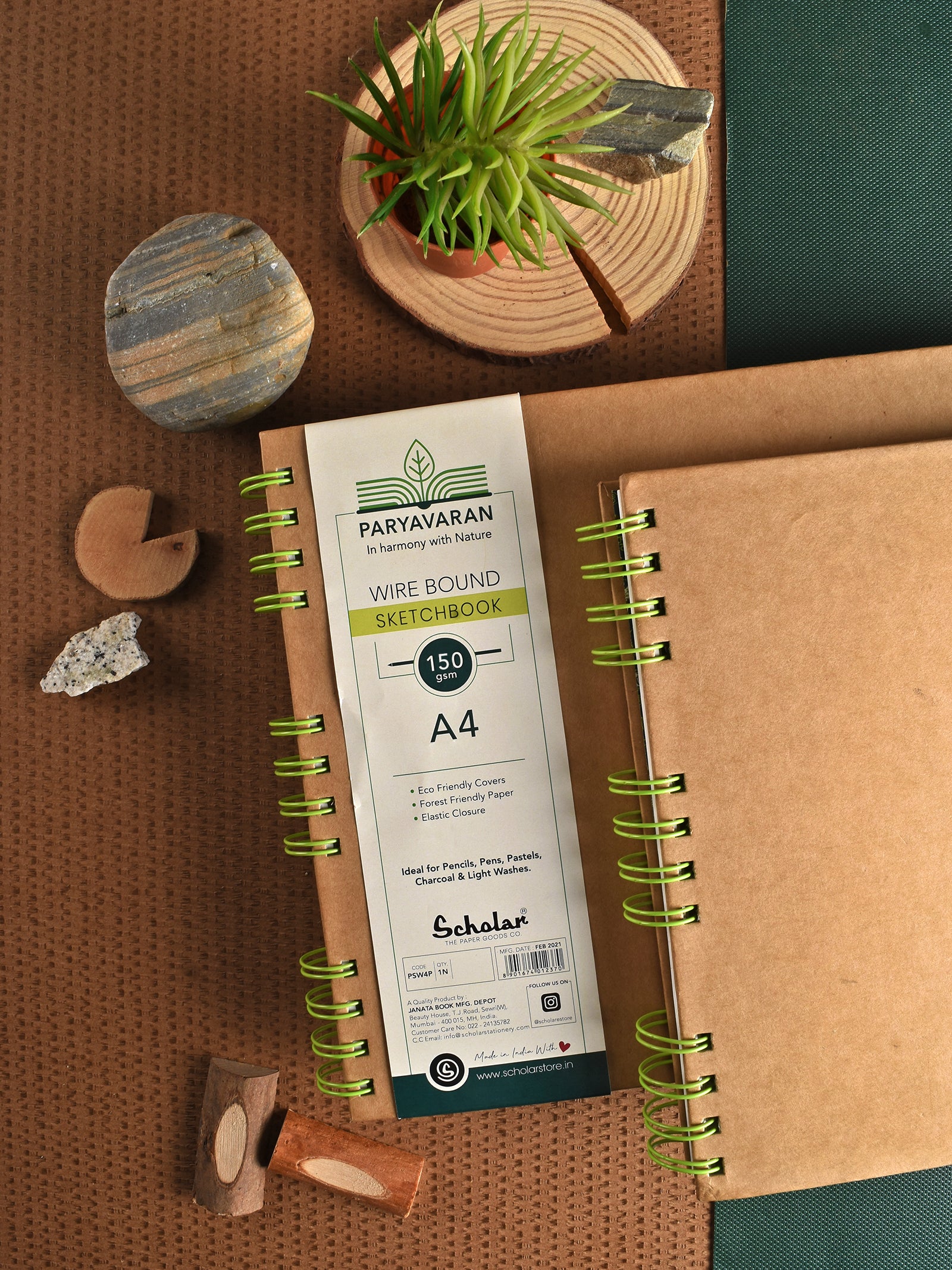 150 GSM Paryavaran Eco-Friendly Wire Bound Sketch Book (56 Sheets) (PSW)