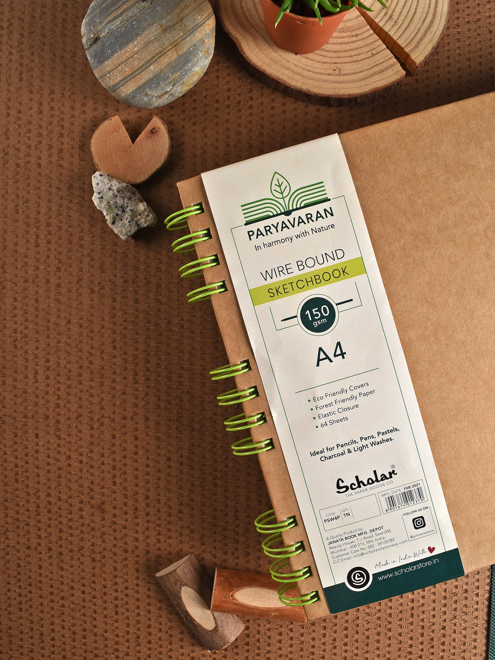 150 GSM Paryavaran Eco-Friendly Wire Bound Sketch Book (56 Sheets) (PSW)