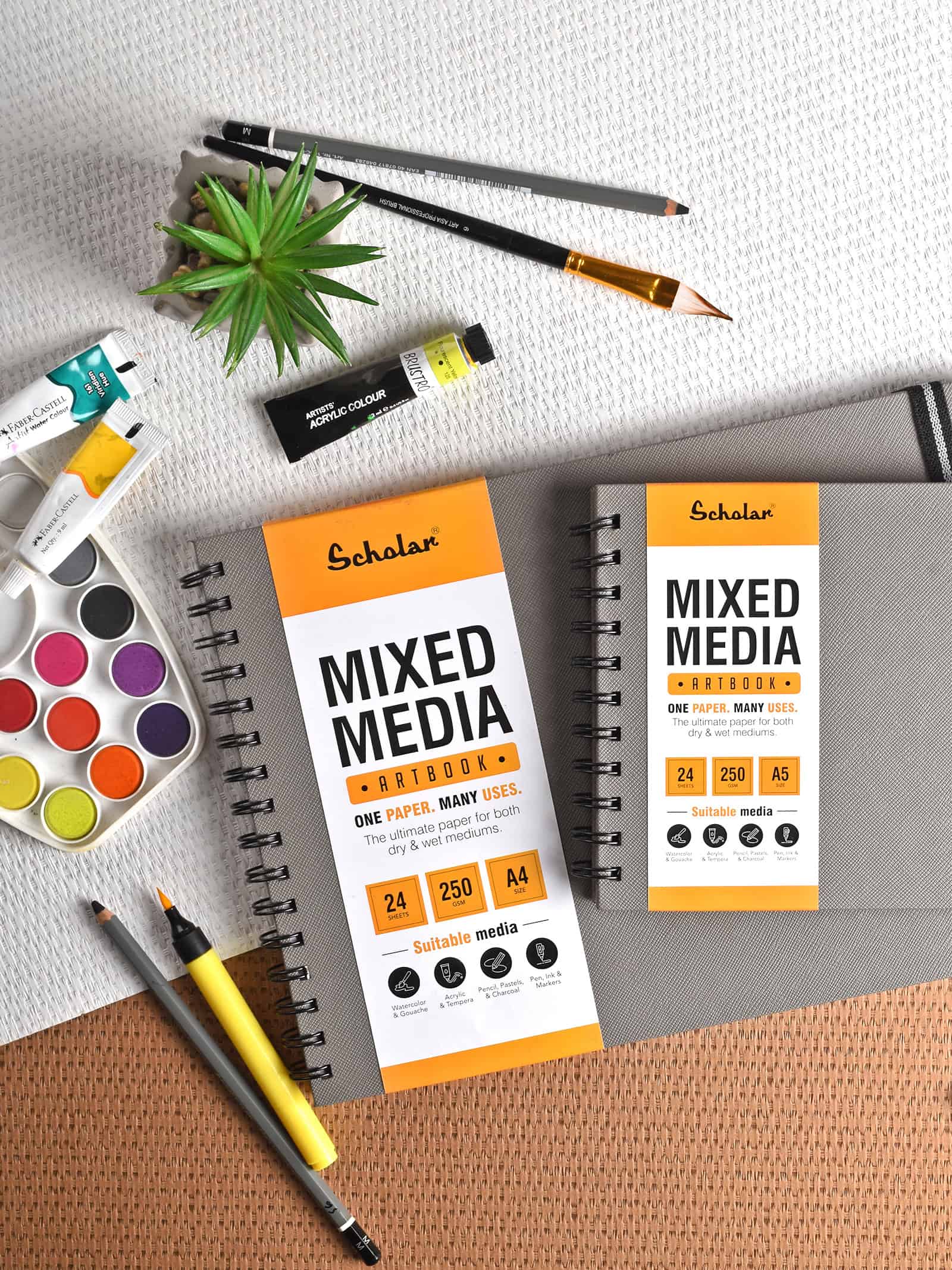 250 Gsm Mixed Media Paper Journal - Cold Pressed (24 Sheets) (MMJ)