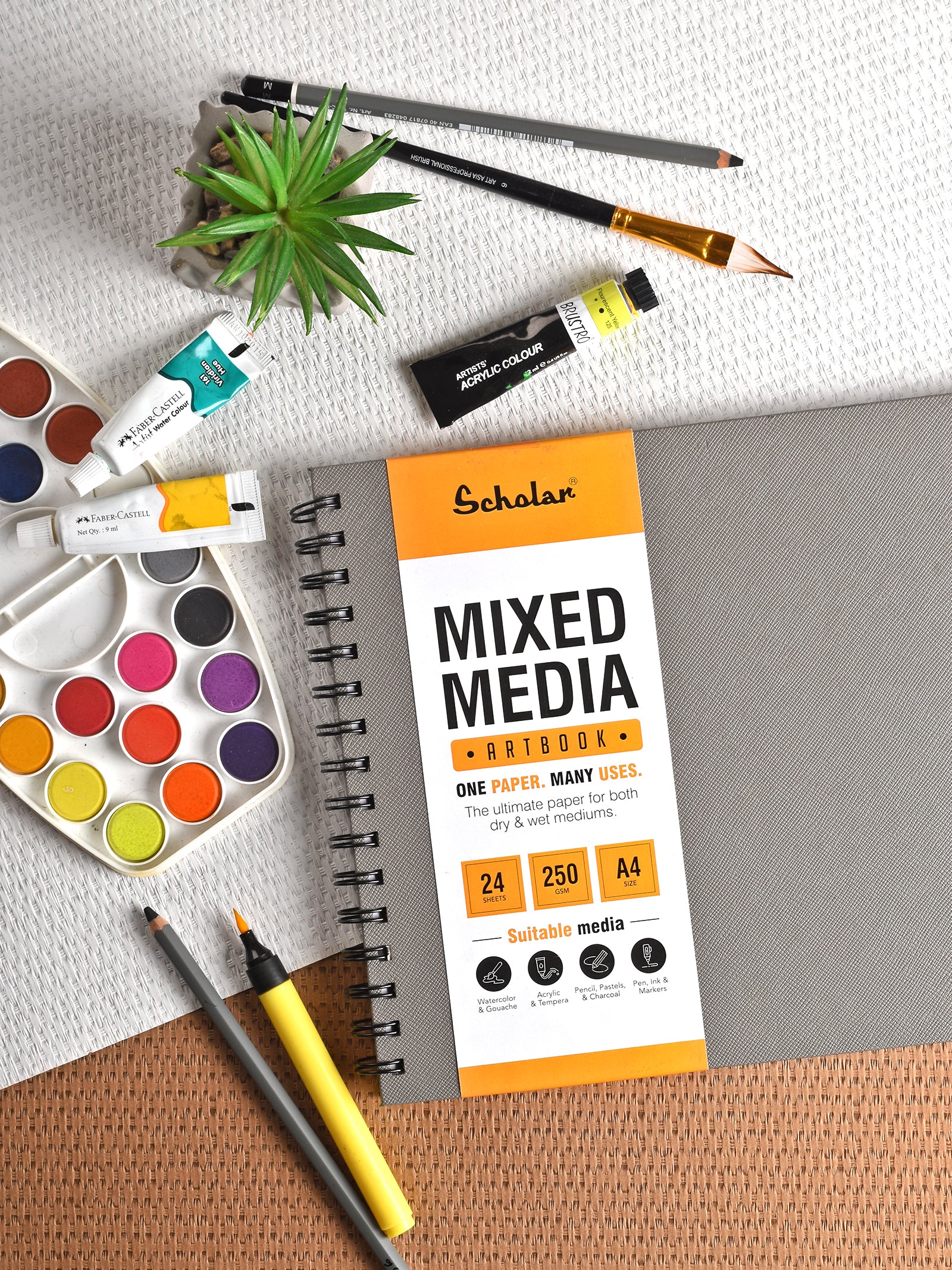 250 Gsm Mixed Media Paper Journal - Cold Pressed (24 Sheets) (MMJ)