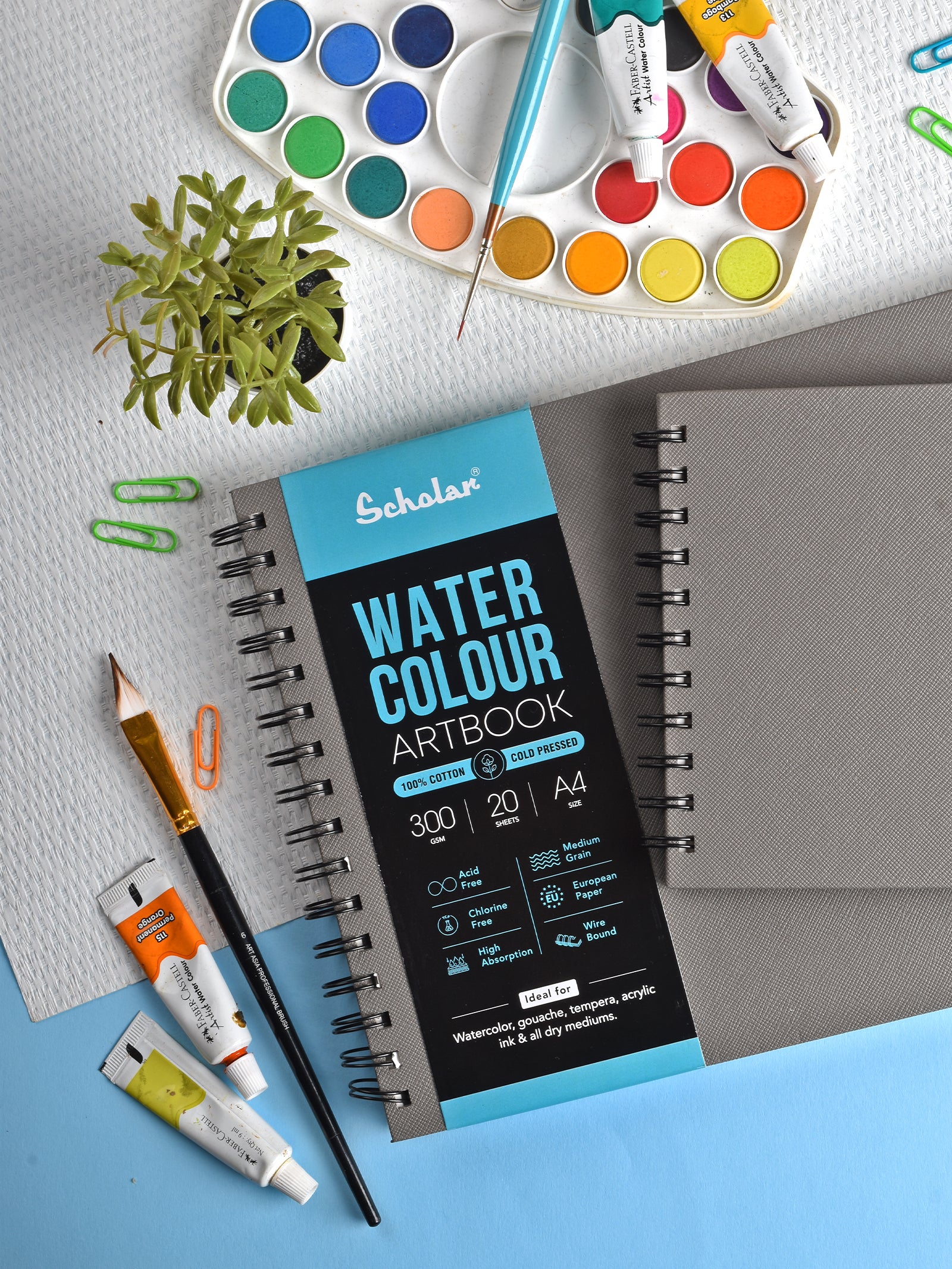 Scholar 300 Gsm Watercolour Paper Artbook -100% Cotton (20 Sheets) (PCJ)