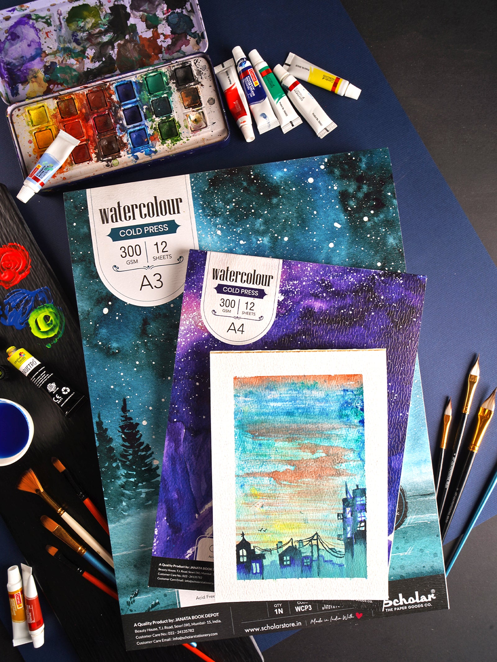 300 Gsm Watercolour Cold Pressed Paper Pads - Glue Bound (Heavy Texture) (12 Sheets) (WCP)