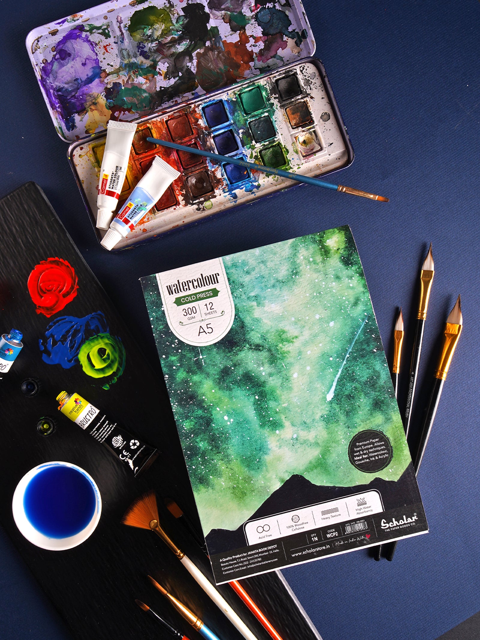 300 Gsm Watercolour Cold Pressed Paper Pads - Glue Bound (Heavy Texture) (12 Sheets) (WCP)