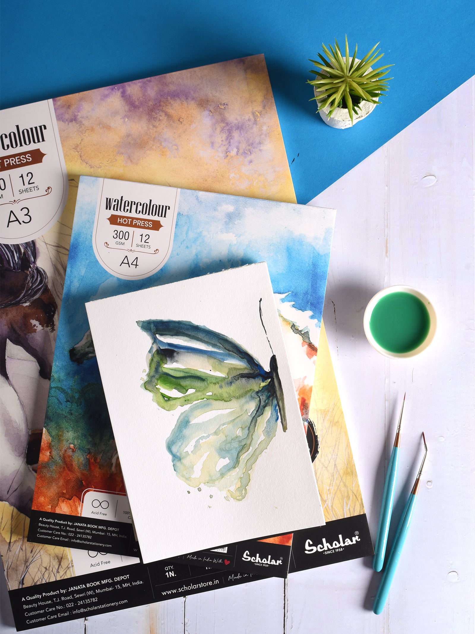 300 Gsm Watercolour Hot Pressed Paper Pads - Glue Bound (12 Sheets) (HPR)