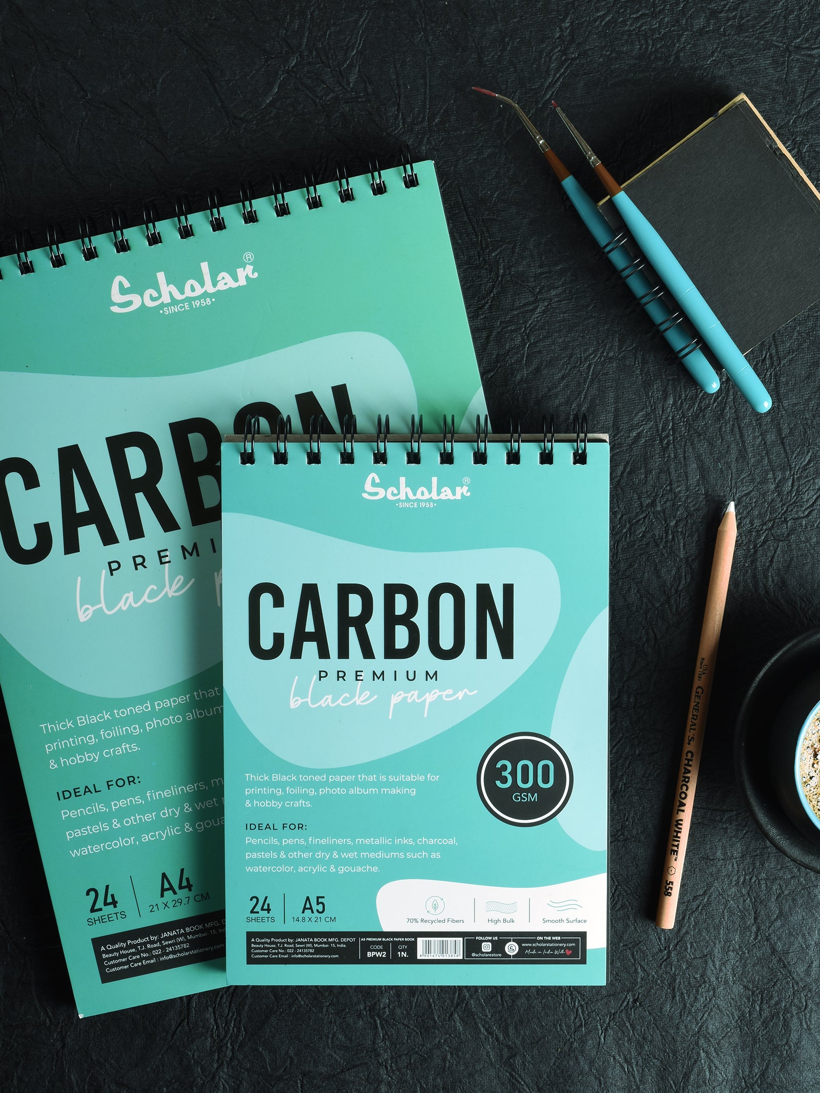 300 Gsm Premium Black Paper Carbon Sketch Pad (24 Sheets) (BPW)