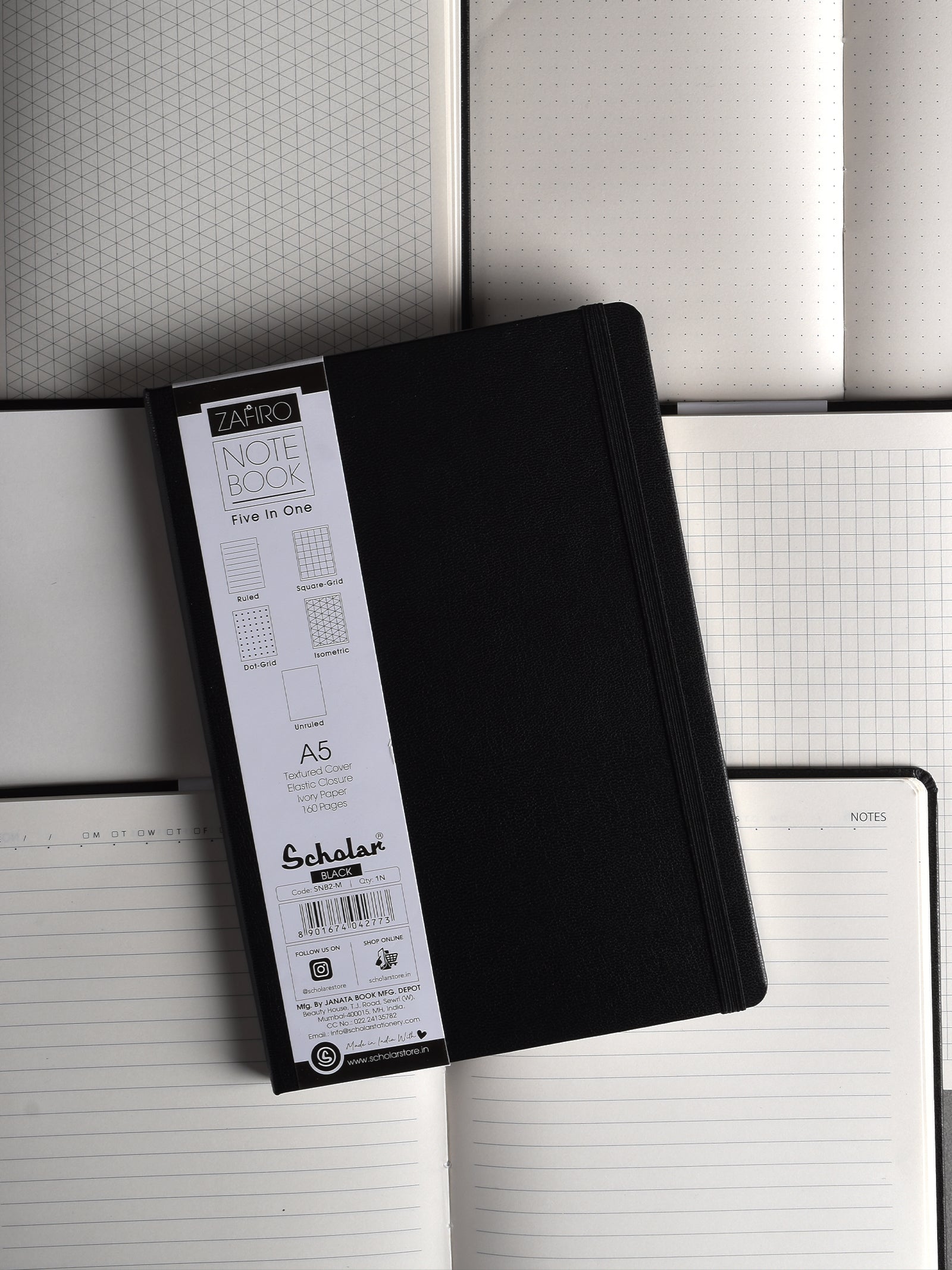 Scholar Notebook - Zafiro (Multi-Grids Layout) (160 Pages) (SNB)