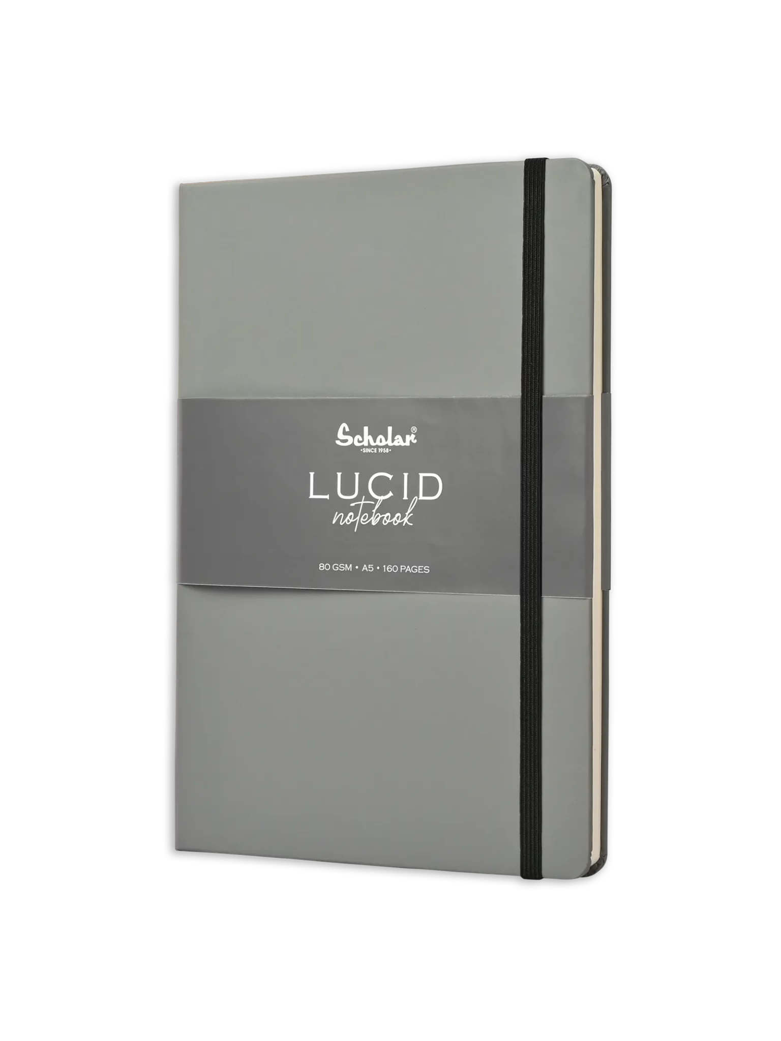 Scholar Notebook - Lucid (Elastic Closure, 160 Pages) (LUC2) - Grey