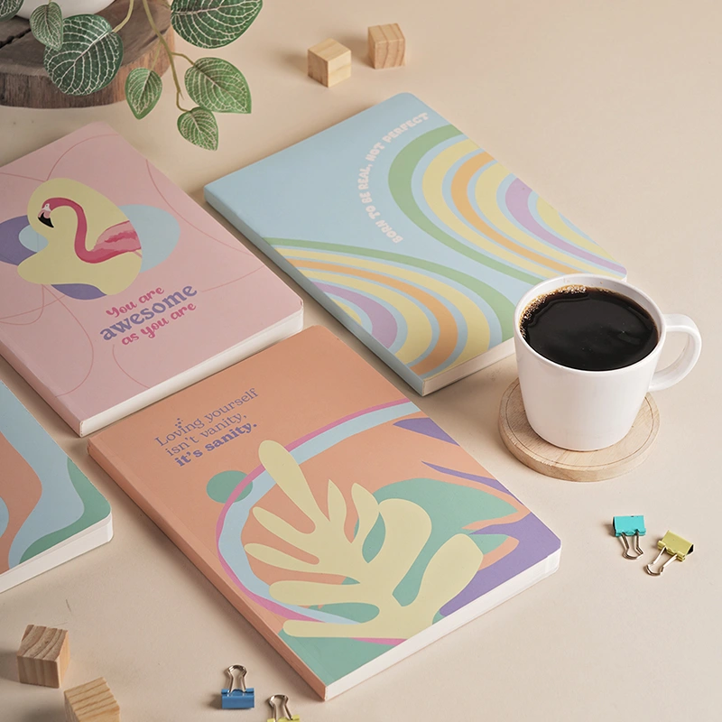 aesthetic-notebook-bundle-with-selflove-notebook Aesthetic notebook bundle with A5 Unruled notebook